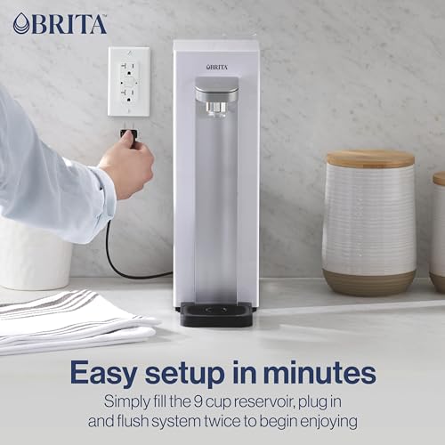 Brita Hub Compact Countertop Water Filter System, 9 Cup Water Reservoir, Includes 6 Month Carbon Block Filter, White, 87344