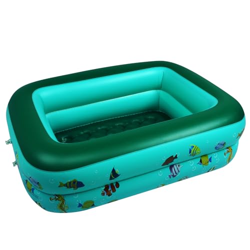 CACSPS Inflatable Swimming Pools, 48" X 35" X 14" Full-Size Inflatable Pool for Kids and Adults, Durable Family Lounge Pool, Kiddie Pool for Backyard, Garden or Indoor (Green)