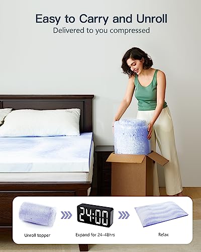 PERLECARE 2 Inch Memory Foam Mattress Topper Twin, Cooling Gel Infused Mattress Pad, Ventilated Bed Topper for Pressure Relief Back Pain, CertiPUR-US Certified, Purple