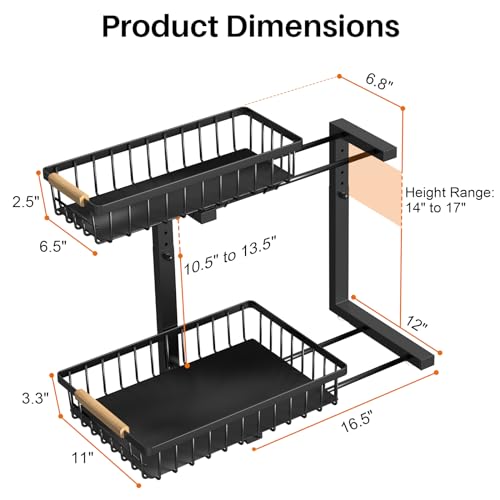 REALINN Under Sink Organizer, Height Adjustable Under Sink Organizers and Storage, 2 Tier Pull Out Drawer Cabinet Organizer for Kitchen Bathroom, 1 Pack