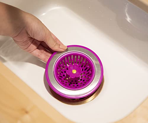 Joie Bloom Kitchen Sink Strainer Basket, Fits All Standard Sinks, Stainless Steel, Cute Garbage Disposal Drain Cover, 4.5-Inch, Flower, Colors May Vary