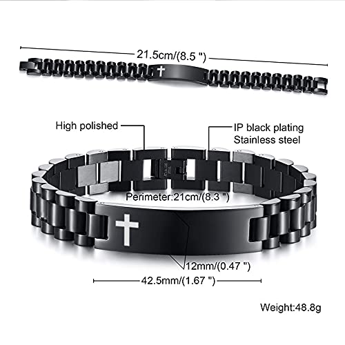 VNOX Christian Bracelet for Men | Personalized Bracelet for Men Bible Verse Scripture Bracelets Mens Inspirational Bracelets Cross Chain Link Bracelet, Religious Christian Gifts for Men,Style 9