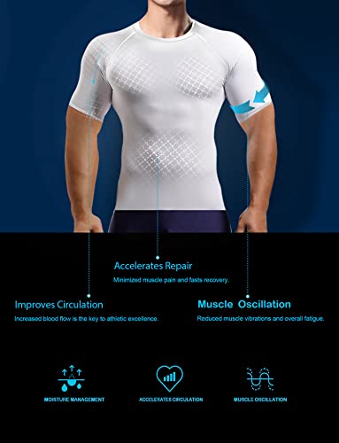 HOPLYNN 5 Pack Compression Shirts Men Short Sleeve Rash Guard Base Layer Athletic Undershirt Gear T-Shirt for Sports Workout 2 Black 2 White 1 Blue X-Large