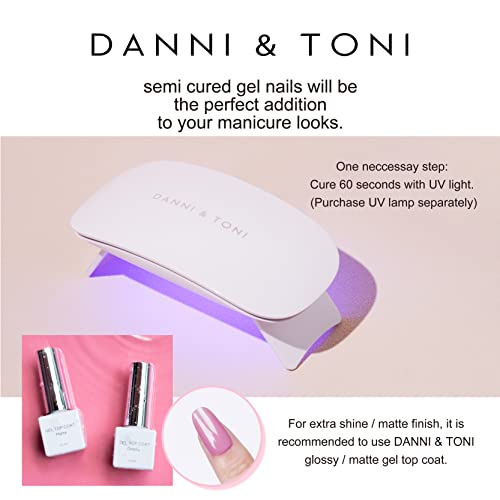 DANNI & TONI Semi Cured Gel Toenail Strips Rose Red Sparkles (Scarlet Gleam) Translucent Toenail Stickers Reverse French Gel Pedi Wraps 37 Stickers