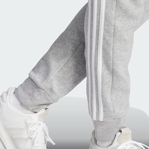 adidas Men's Essentials Fleece 3-Stripes Tapered Cuff Pants, Medium Grey Heather