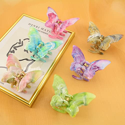 6 Pieces Butterfly Hair Claw Clips Non-slip Hair Jaw Clips Medium Size Hair Clips for Women Girls' Hair Accessories