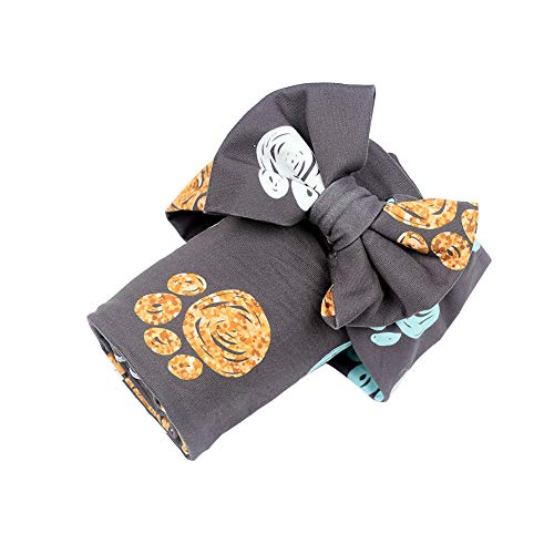 QTECLOR Newborn Receiving Blanket Headband Set - Unisex Soft Baby Swaddle Girl Boy Gifts (Bear paw- gray)