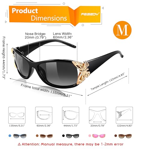 FEISEDY Trendy Polarized Y2K Sunglasses Wrap Around Butterfly Design Fashion Sunnies UV400 Protection B0078