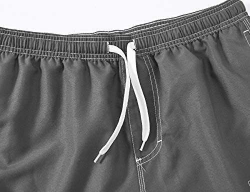 Gopune Men's Board Shorts Quick Dry Sportwear with Mesh Lining (Deep Grey,M)