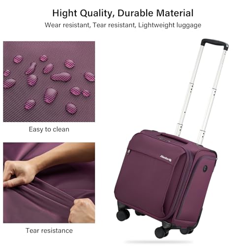 Hanke 16 Inch Underseat Carry On Luggage with Wheels Small Suitcase Softside Luggage Bags for Travel Lightweight Suitcases with Wheels Travel Luggage Personal Item for Men and Women.(Purple)