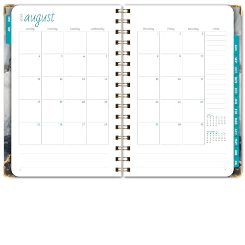 HARDCOVER Academic Year 2024-2025 Planner: (June 2024 Through July 2025) 5.5"x8" Daily Weekly Monthly Planner Yearly Agenda. Bookmark, Pocket Folder and Sticky Note Set (Black Gold Marble)