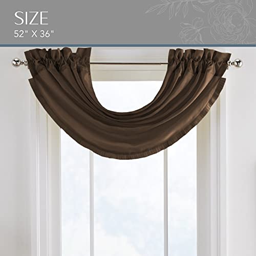 Elrene Home Fashions Versailles Faux-Silk Room-Darkening Curtain Panel, Blackout Curtain with Rod Pocket, 52 Inches by 84 Inches, Chocolate Brown, 1 Panel