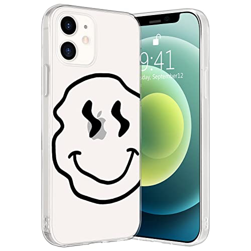 Idocolors Funny Cartoon Phone Case Clear Case for iPhone XR,Happy Life Printted Protective Shell Transparent Unique Design Anti-Yellowing Soft TPU Bumper Ultra Slim Shockproof Cover for iPhone XR