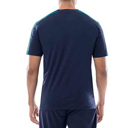 IZOD Men's Cotton Polyester Sueded Jersey Knit Short Sleeve Sleep Lounge T-Shirt, Navy/Turquoise, Small