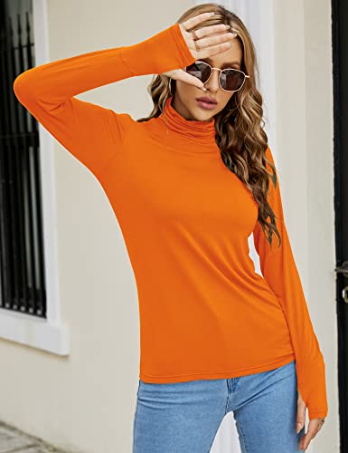 LUYAA Women's Plus Size Warm Long Sleeve Turtleneck Top Ultra Soft Fall Thumb Holes Black Small for Fall Winter Medium