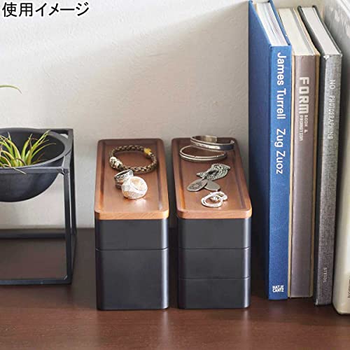 Yamazaki Home Rin Stacking Watch and Accessory Case, Jewelry Box Organizer For Glasses, 2-Tier - 2-Tier,Black