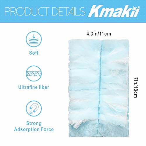 KMAKII Disposable Duster Refills, Compatible with S wiffer,Heavy Duty Electrostatic Blue Duster Heads, Ideal for Home Cleaning, Furniture, 1 Short Handle and 20 Refills