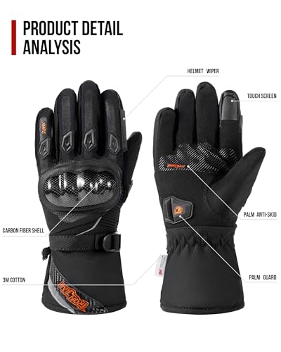 BORLENI Winter Motorcycle Gloves Waterproof Motorcycle Riding Gloves Warm Windproof Motorcycle Gloves for Men Women