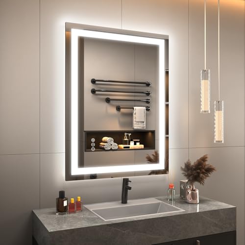 CHARMOR 50x40 Lighted LED Bathroom Mirror, Large Dimmable Vanity Mirror with Lights, Anti-Fog, Shatterproof, Memory, ETL Listed (Backlit and Front Lighted)