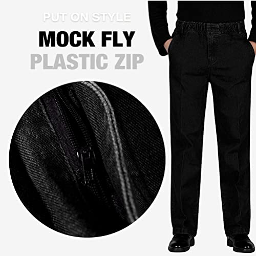 IDEALSANXUN Black Jeans for Men Elastic Waist Jeans Casual Pants, Black, 40x28