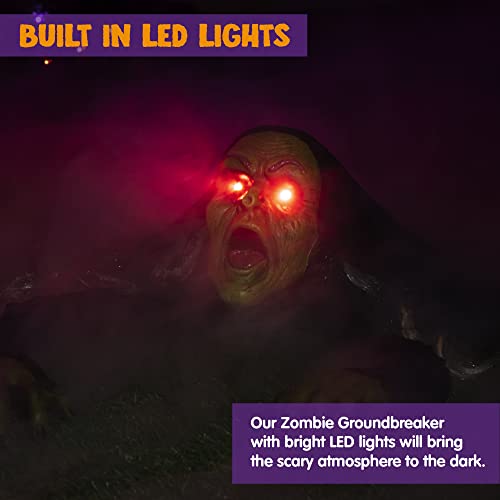 JOYIN Halloween Decoration Outdoor Zombie Groundbreaker, Halloween Outside Zombie Decor with Sound and Flashing Eyes, Scary Groundbreaker Halloween Graveyard Decorations, Haunted House Prop Yard Lawn