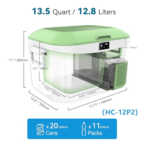 Megiu 12 Volt Refrigerator Portable Car Freezer 13.5 Quart (12.8 Liter) Compressor Cooler 12V/24V DC 110～240 Volt AC for Truck Van RV Camper SUV Boat Travel Camping Road Trips Tailgating -18℃~+15℃