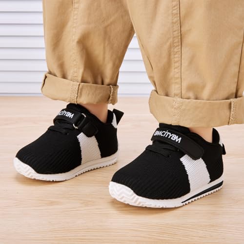 BMCiTYBM Baby Walking Sneakers Mesh Barefoot Boys Girls Breathable Shoes Tennis Outdoor Indoor Slip On 6-12 Months Infant Camel Size 4 Toddler