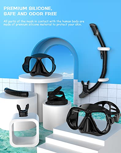 Greatever Dry Snorkel Set,Panoramic Wide View,Anti-Fog Scuba Diving Mask,Professional Snorkeling Gear for Kids