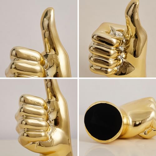 XGZY Hand Statue Office Decor: Gold Finger Gesture Sculpture Unique Great Gesture Figurines Modern Home Decor for Living Room Bedroom Shelf Table Decor Desk Decorations Collectibles