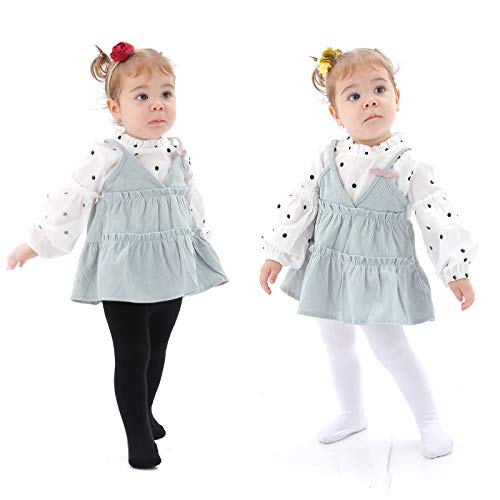 EPEIUS Baby Tights Baby Girls Non-Slip Ribbed Leggings Infants Girl Seamless Cotton Stockings Pantyhose Footed Tights 3-6 Months 3 Pack White Pink XS