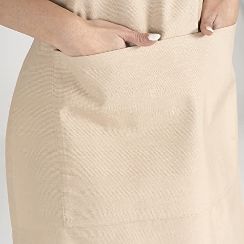 TOSHE Kitchen Apron Waterdrop Resistant Cotton Apron with adjustable Aprons for Women with Pockets 10 Color option Cooking White Apron(White)