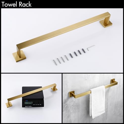 Bagnolux 22 Inch Gold Bathroom Accessories, Gold Towel Rack for Bathroom Wall Mounted Towel Bar, Heavy Duty Modern Brushed Gold Bathroom Towel Holder Wall Single Towel Rod, Brushed Old Gold