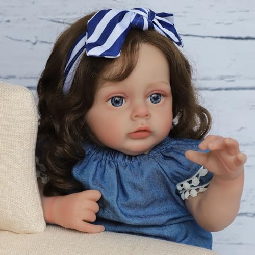 COSYOVE Lifelike Reborn Baby Girl Doll Chole - 20 Inch Realistic Newborn Toddler with Blue Eyes and Soft Cloth Body for Kids 3+