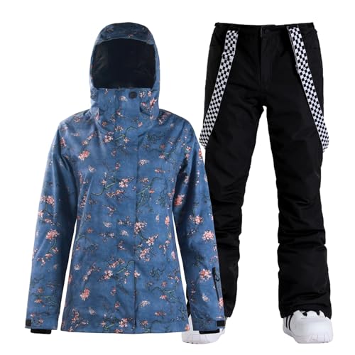 IMPHUT Women's Ski Jackets and Pants Snowboarding Snowsuit Coat Warm Hooded Waterproof Windproof Insulated Red Blue XS