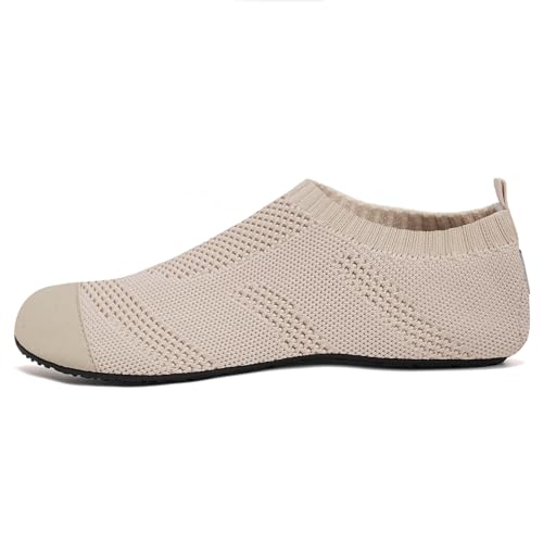 WateLves Womens Barefoot Water Shoes Travel House Slippers for Indoor and Outdoor Aqua Socks for Beach Swim Surf Yoga Dancing Camping Must Haves (Leopard Beige, 38/39)