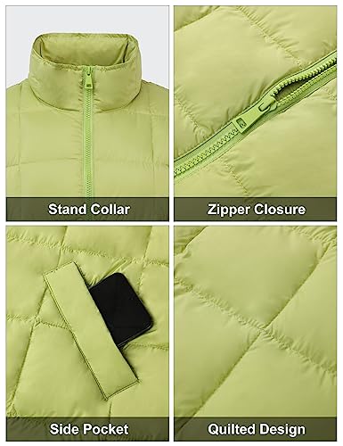 Orolay Women's Cropped Puffer Jacket Quilted Lightweight Oversized Down Coat Zip Up Spring Short Padded Outwear Khaki Small