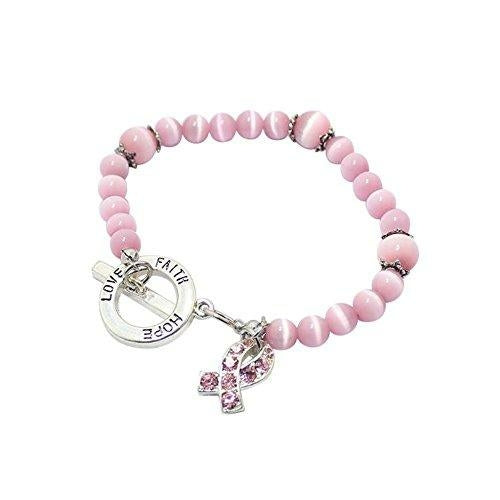 Pink Cat Eye Cancer Bracelet | Together we can find a cure