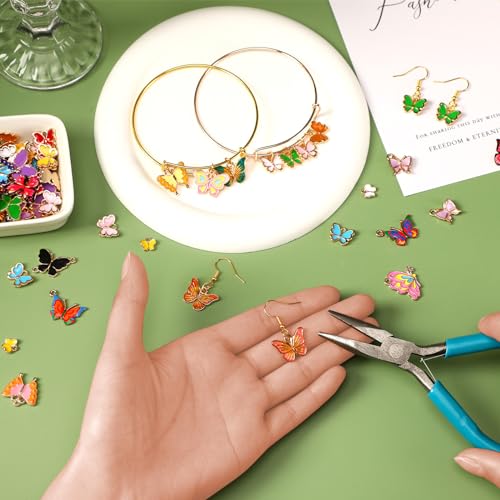 MARFOREVER 120 Pcs Butterfly Charms for Jewelry Making, Mixed Butterflies Charms Assorted Gold Enamel Butterfly Pendants for DIY Necklace Bracelet Earrings Making Supplies Gifts for Mother Women Girls