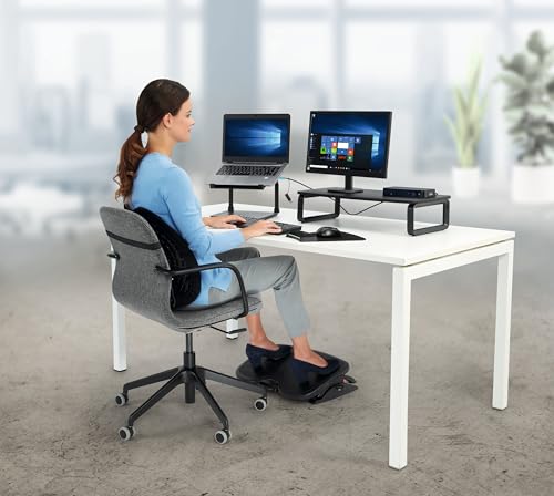 Kensington SmartFit Low Profile Monitor Stand for up to 40lbs Screens, Compact Desktop Stand Riser 3 Height Adjustable, Laptop Stand for Desk, PC Stand, Monitor Riser 9"x3"x11.5" - Black K52785W