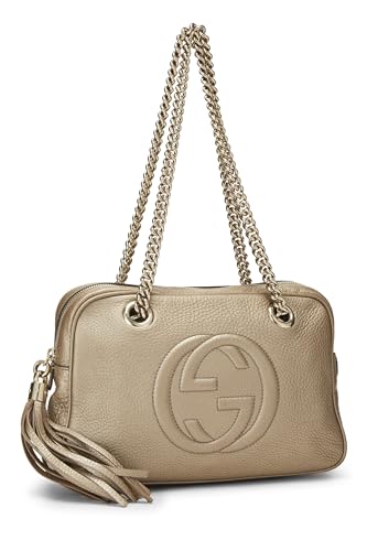 Gucci, Pre-Loved Metallic Gold Grained Leather Soho Chain Shoulder Bag, Gold