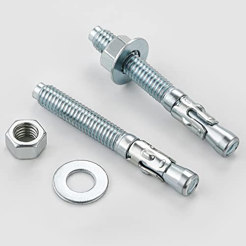 Wensilon 1/4x3 10Pcs Inch Standard Fasteners for Heavy-Duty Zinc Wedge Anchors for Cement and Concrete