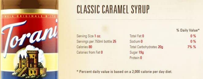 Torani CLASSIC Caramel Syrup, 750 mL