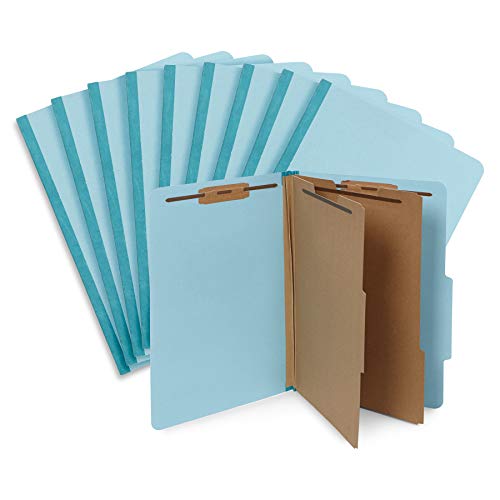 10 Blue Legal Size Classification Folders - 2 Divider 2 Inch Tyvek expansions - Durable 2 Prongs Designed to Organize Standard Law Client Files, Office Reports - Legal Size, 8 3/4 x 14 3/4, 10 Folders