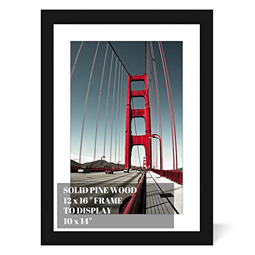 12x16 Picture Frame Diamond Painting Frames Poster Frames Made of Solid Wood,Display Pictures 10x14 with Mat or 12x16 without Mat for Photos, Paintings,Walls Decoration,Anniversary,Wedding,Christmas
