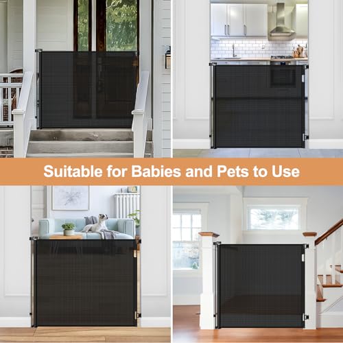 48" Extra Tall Retractable Baby Gates 55" Wide Retractable Dog Gate Tall Retractable Gate Extra Tall Baby Gate for Doorway Extra Tall Dog Gate for The House Extra Tall Pet Gate for Dogs Tall Mesh Gate