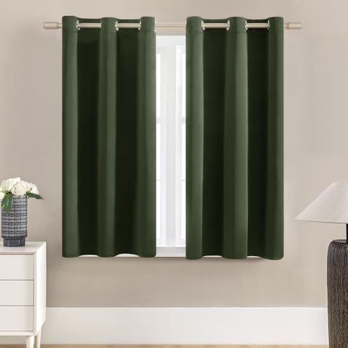 XTMYI 2 Panels Grommet Short Curtains for Bedroom,Thermal Insulated Heat Refletive Sun Blocker Neutral Bay Window Curtains Living Room,48 Inch Length,Beige