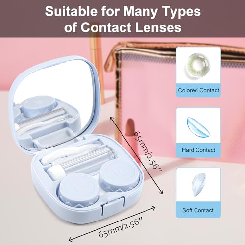 FEISEDY Portable Cute Contact Lens Case Remover Tool With Mirror Tweezers Kit for Women and Girl B0081