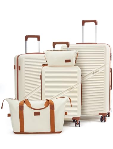 Cosbarn Luggage Sets 5 Piece Suitcases with Wheels, Suitcase Set ABS Hard Case Luggage with TSA Lock Spinner Wheels Durable Travel Luggage