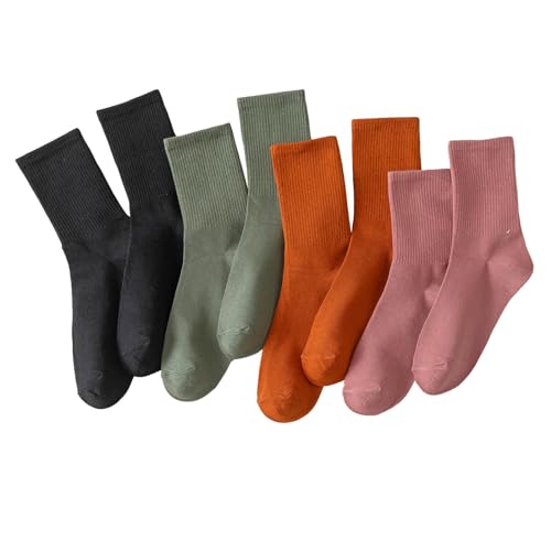 ANYANIME Crew Socks for Women Soft Cotton Socks Comfortable And Breathable Cute Socks Light2 8 Pairs Pack Size 5-9