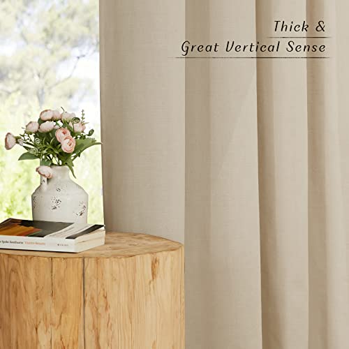 NICETOWN Thick Stone Blue Linen Curtains for Kids Room, Grommet Semi Sheer Linen Blend Curtains & Drapes Privacy Added with Light Filtering for Bedroom/Living Room, W55 x L120, 2 Panels